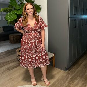 REVOLVE | BB DAKOTA | STEVE MADDEN | Wild Spirit Dress in Spiced Apple | Eyelets